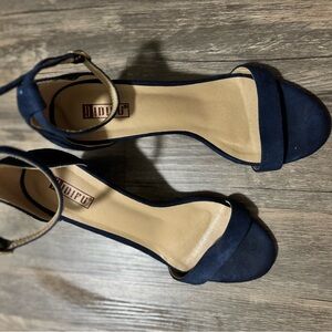 Qupid Navy Ankle Strap Heels